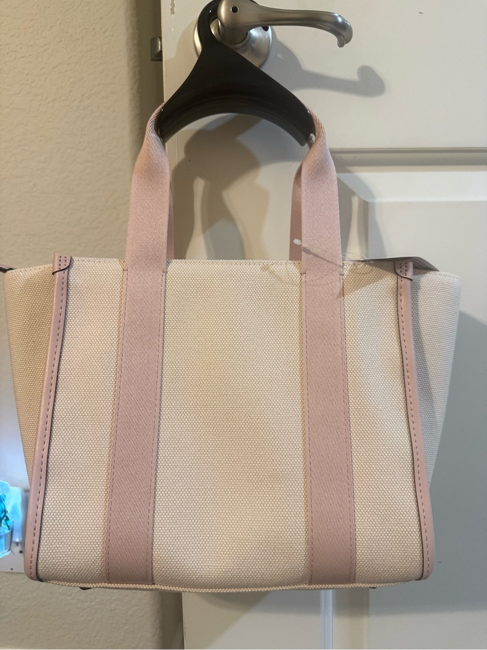 kate spade Canvas Tote with Blush Pink Straps - Picture 4 of 10